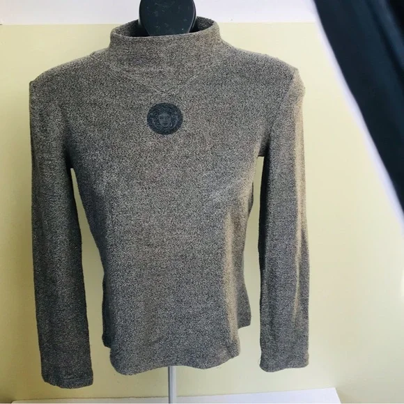 Versace Couture Jeans 90s Medusa Top Textured Long Sleeves Vintage Shirt Sweater - Picture 2 of 15